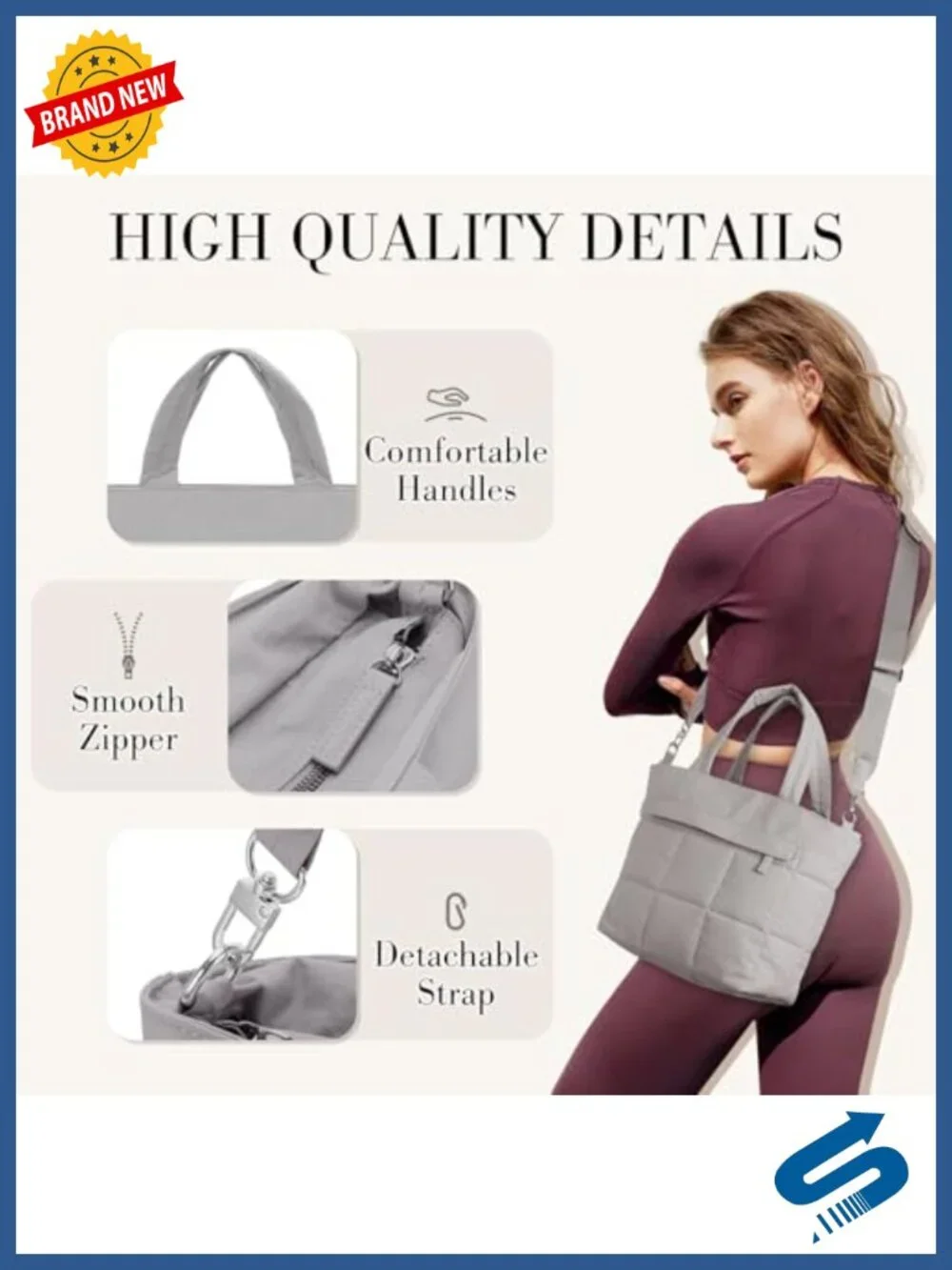 Lightweight Mini Quilted Puffer Crossbody Satchel Tote Bag with Pockets